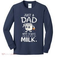 Just A Dad Who Always Came Back With The Milk  Funny Fathers Day Kids Long Sleeve Shirt thumb 0