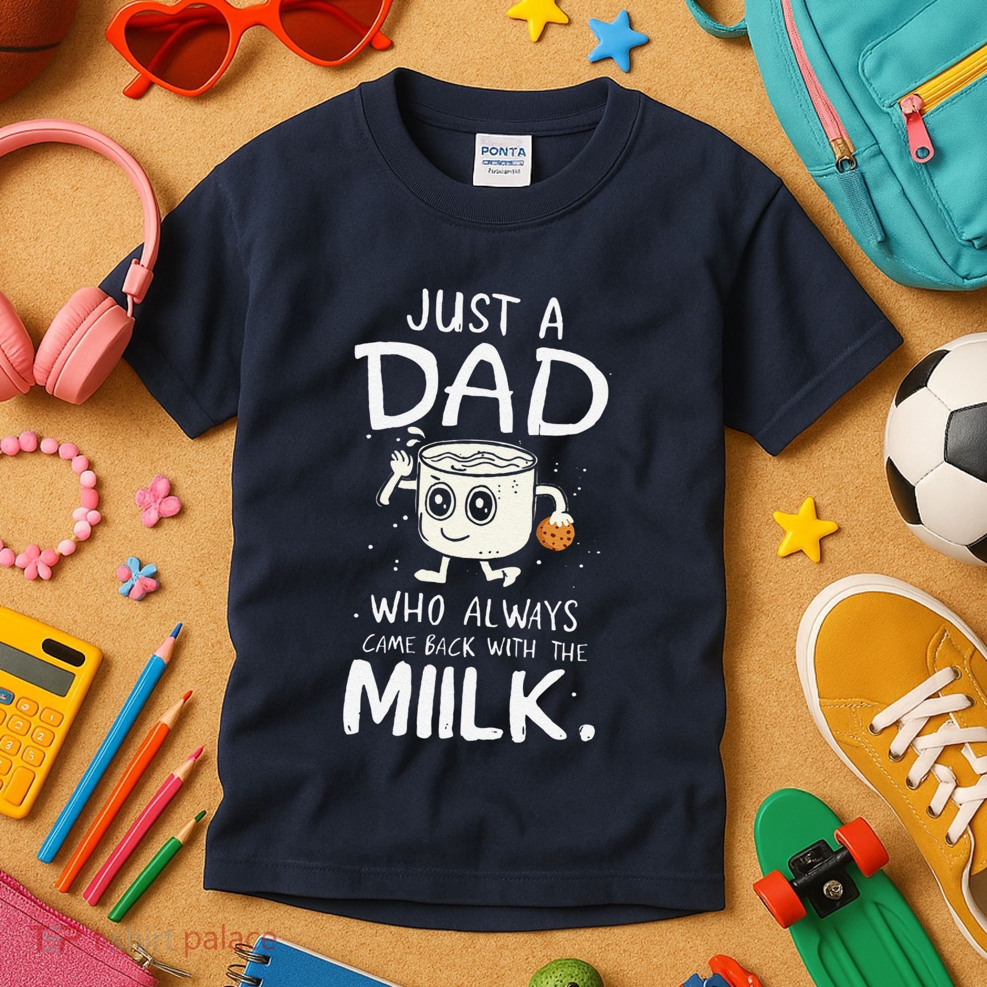 Just A Dad Who Always Came Back With The Milk  Funny Fathers Day Kids T-Shirt