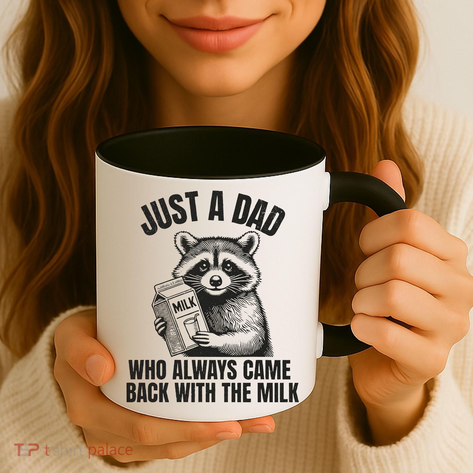 Just A Dad Who Came Back With The Milk FatherS Day Raccoon Coffee Mug