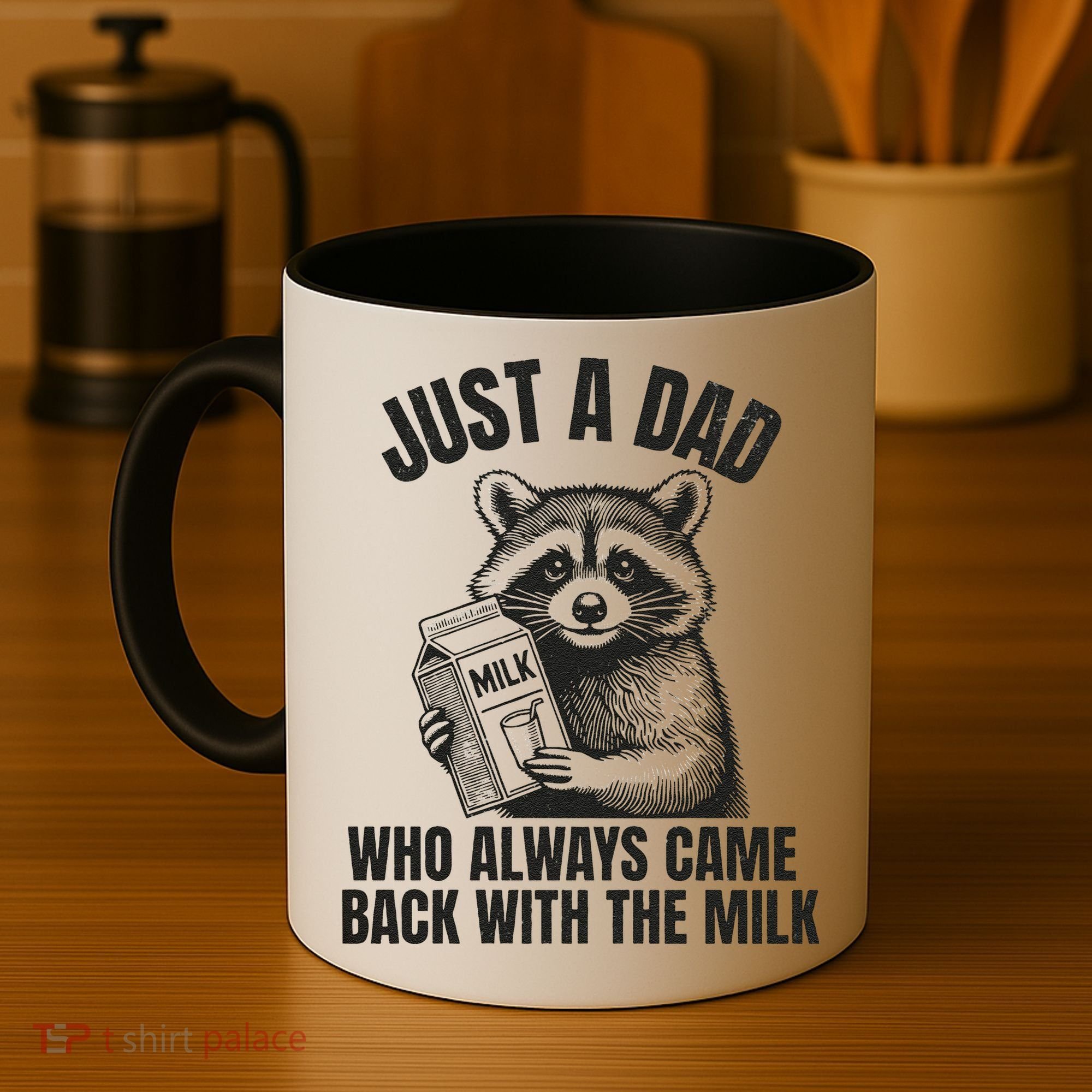 Just A Dad Who Came Back With The Milk FatherS Day Raccoon Coffee Mug