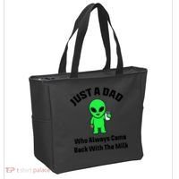 Just A Dad Who Always Came Back With The Milk Funny Alien Tote Bag thumb 2