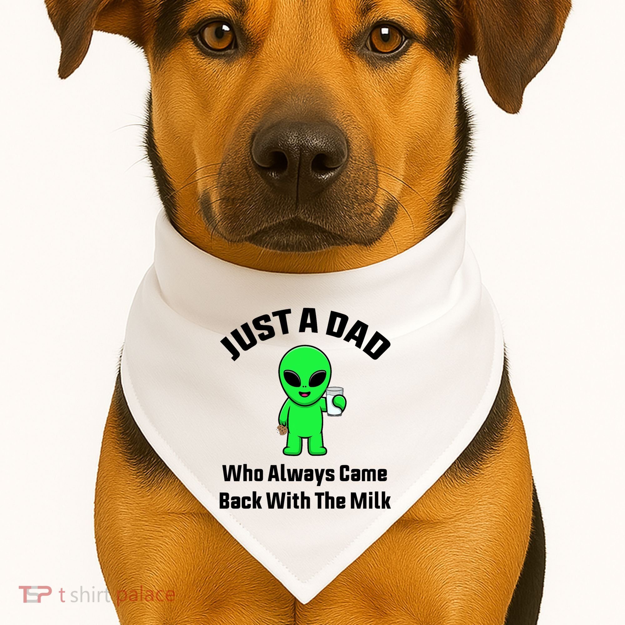 Just A Dad Who Always Came Back With The Milk Funny Alien USA-Made Doggie Bandana