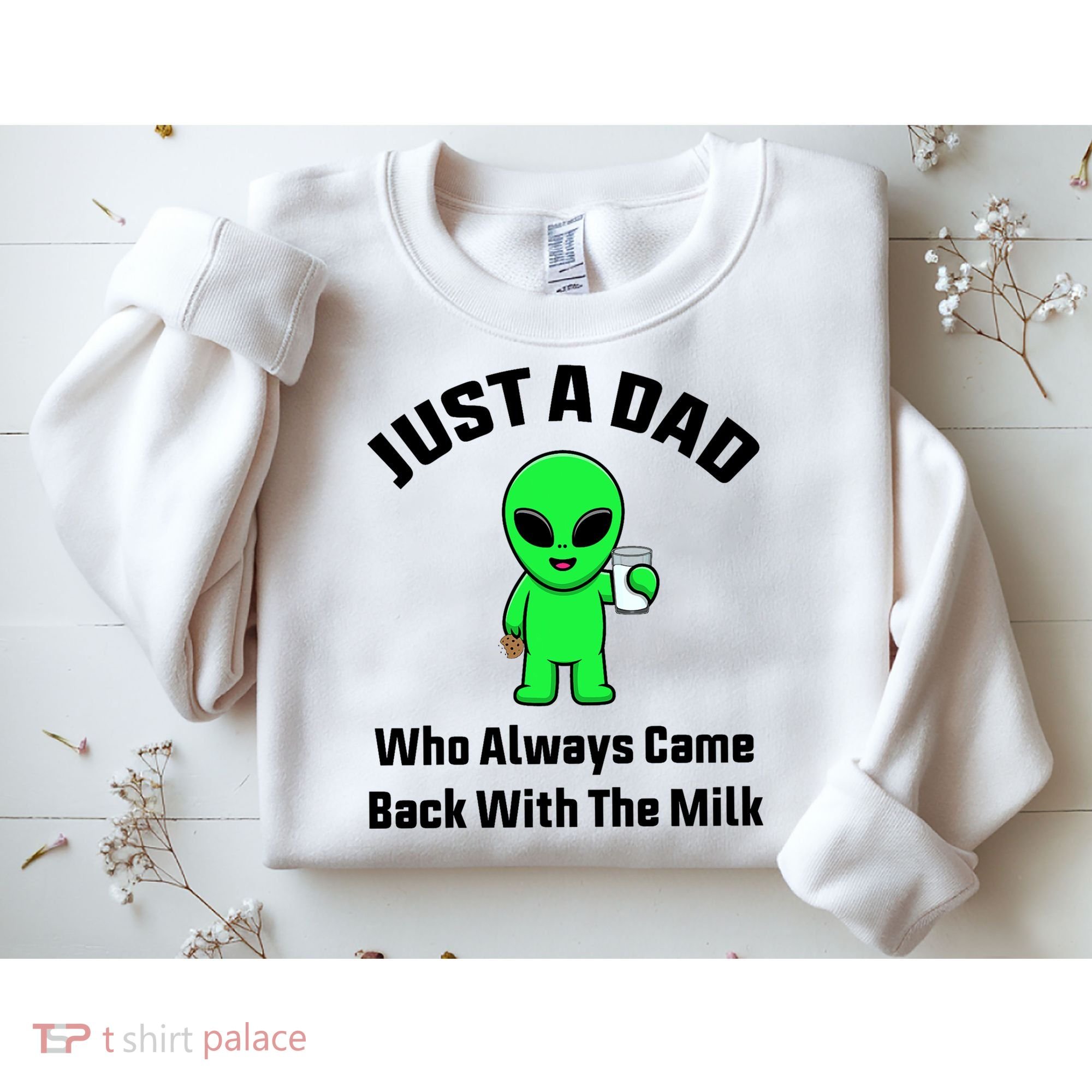 Just A Dad Who Always Came Back With The Milk Funny Alien Sweatshirt