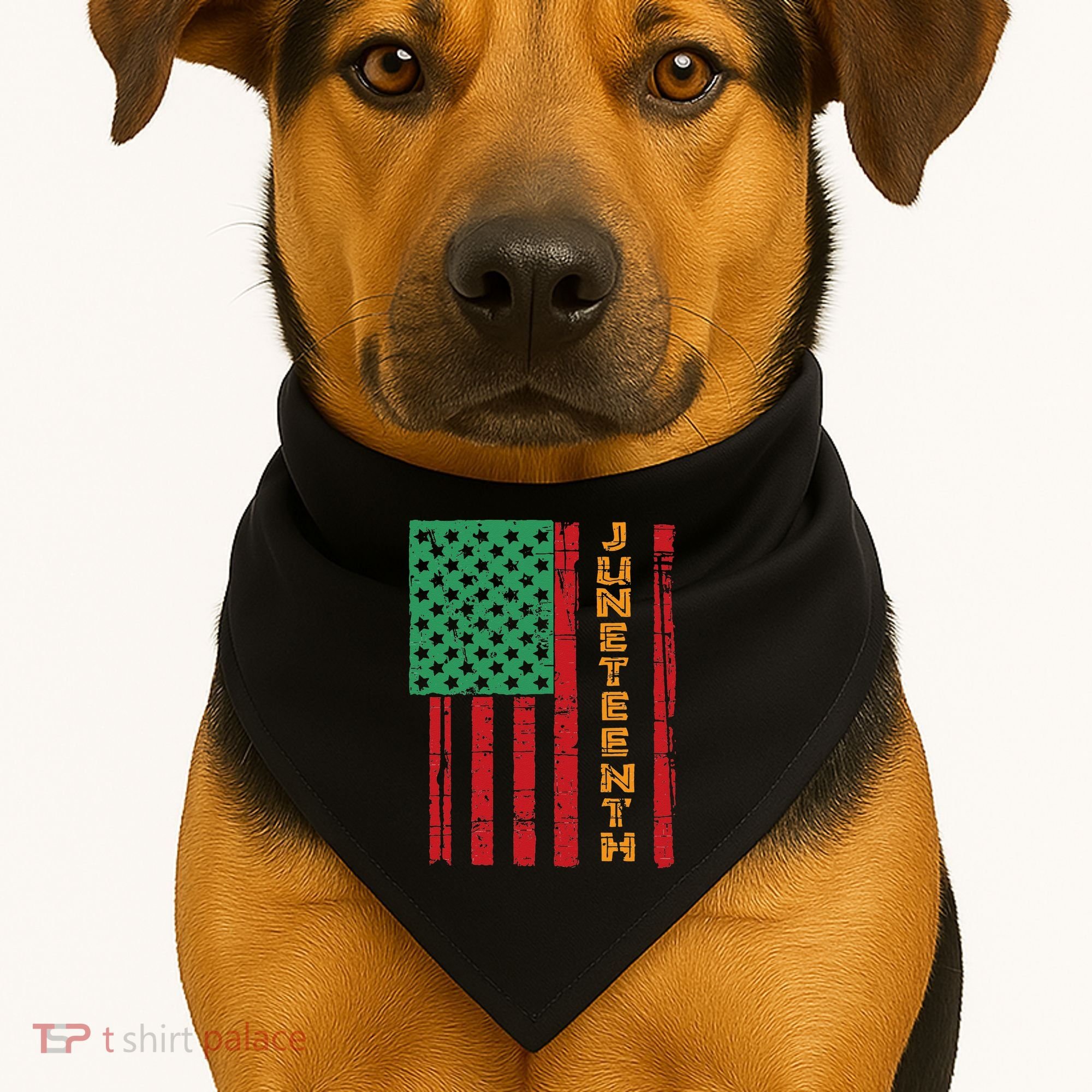 Juneteenth American Flag USA-Made Doggie Bandana