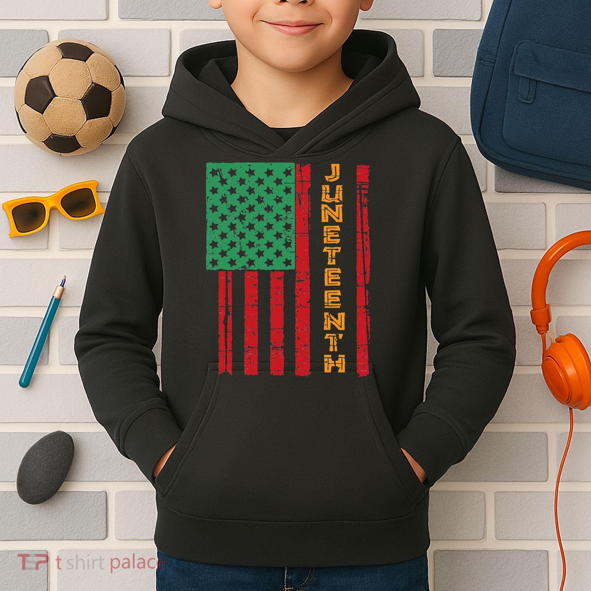 Juneteenth American Flag Kids Hoodie