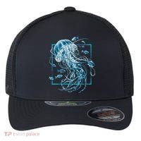 Jellyfish And Fishes In Sea Flexfit Unipanel Trucker Cap thumb 0