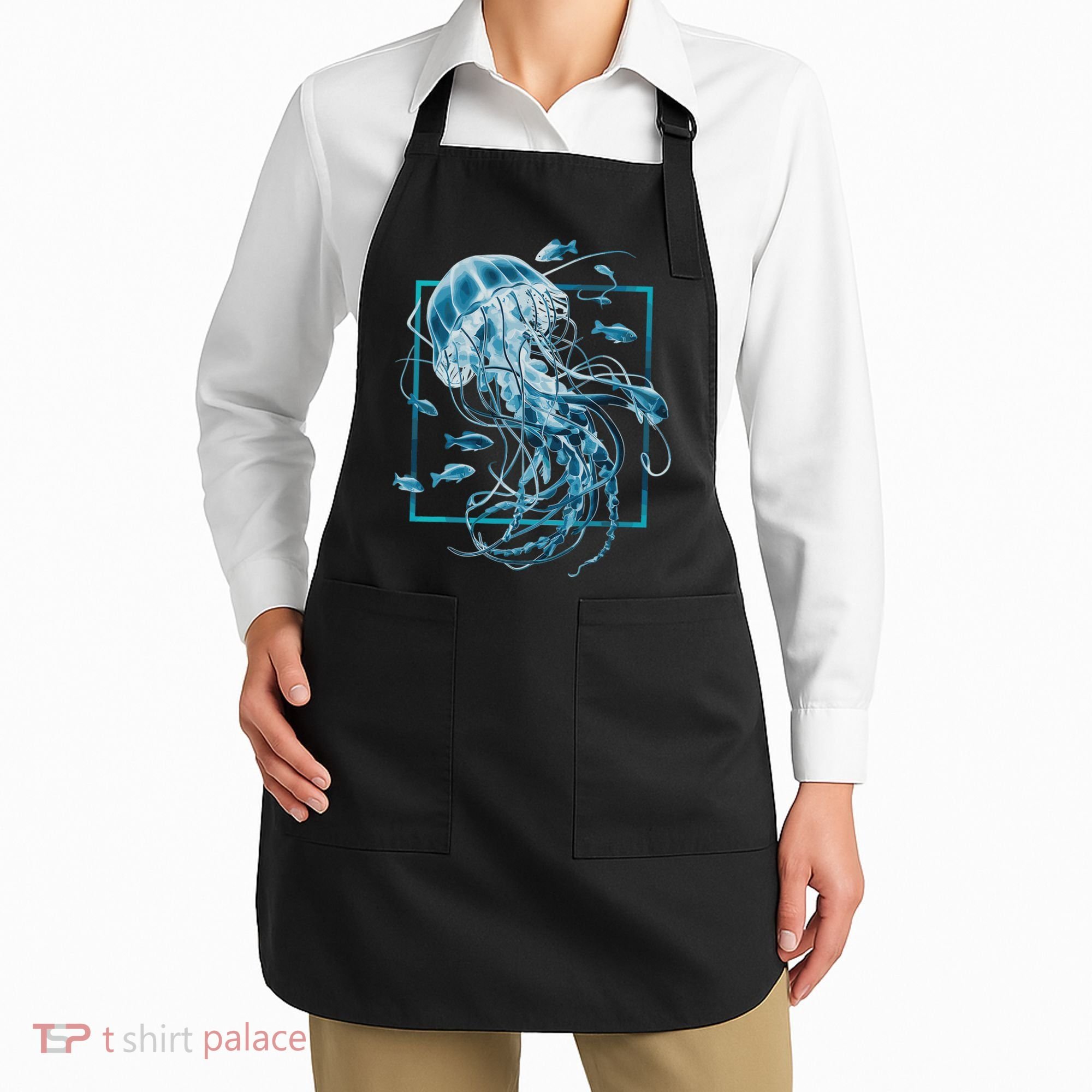 Jellyfish And Fishes In Sea Apron