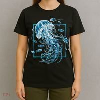 Jellyfish And Fishes In Sea T-Shirt thumb 4