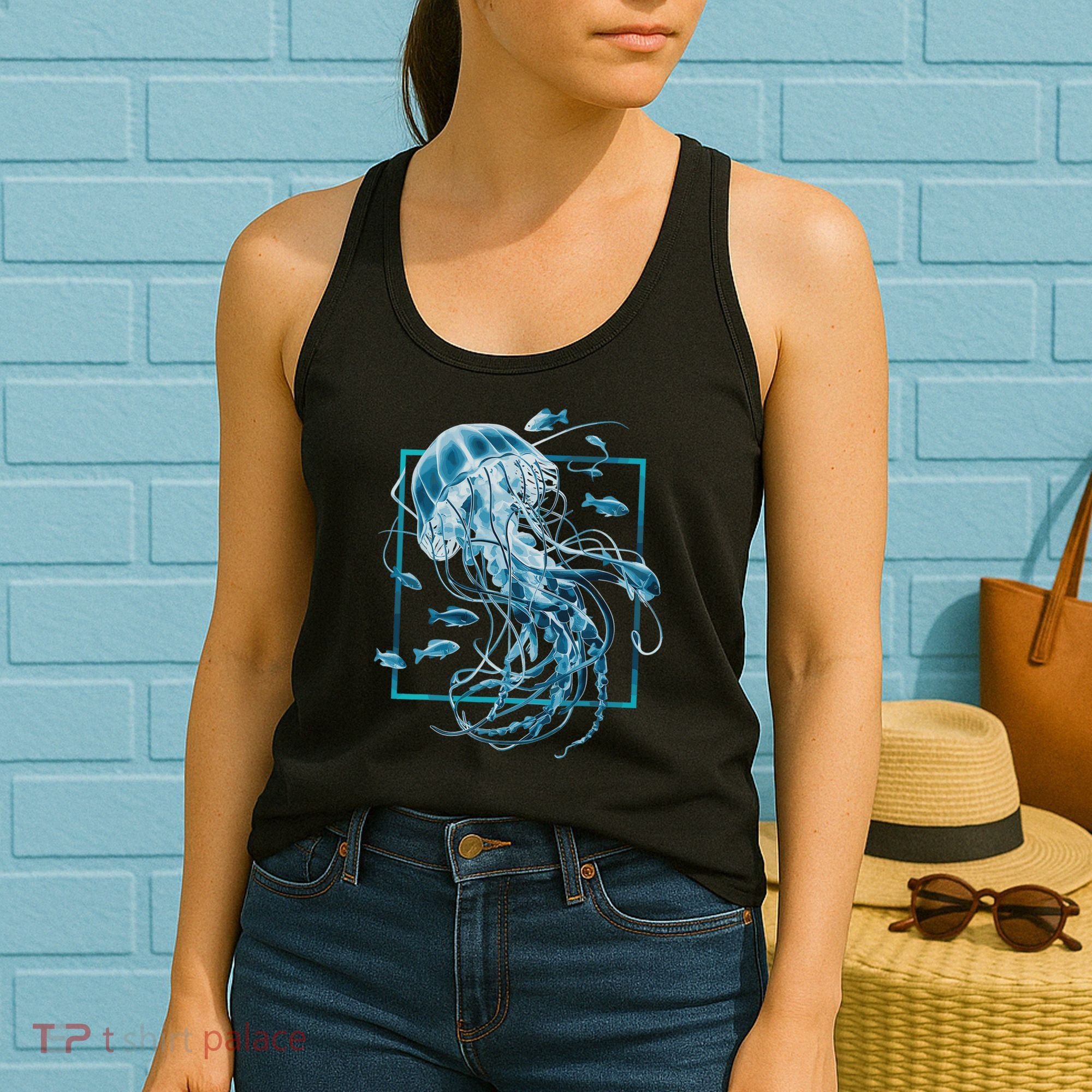 Jellyfish And Fishes In Sea Women's Tank Top