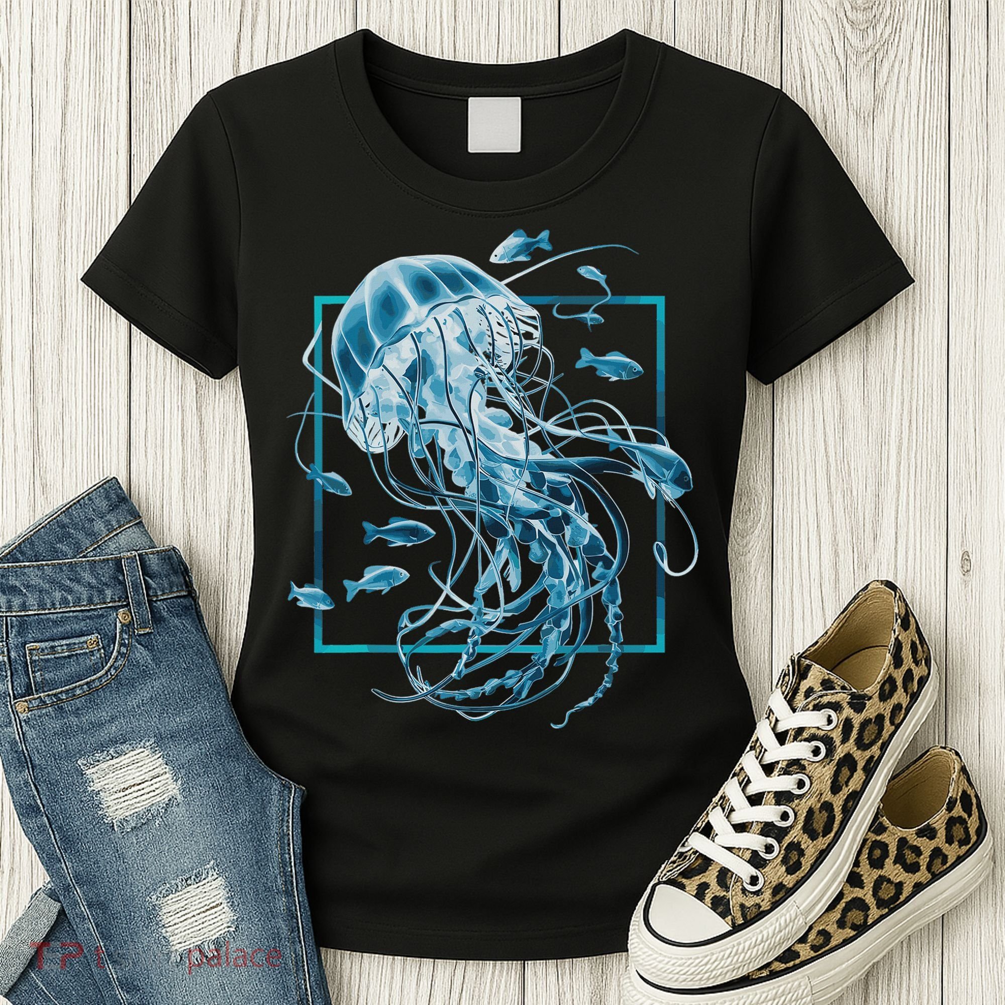Jellyfish And Fishes In Sea Women's T-Shirt