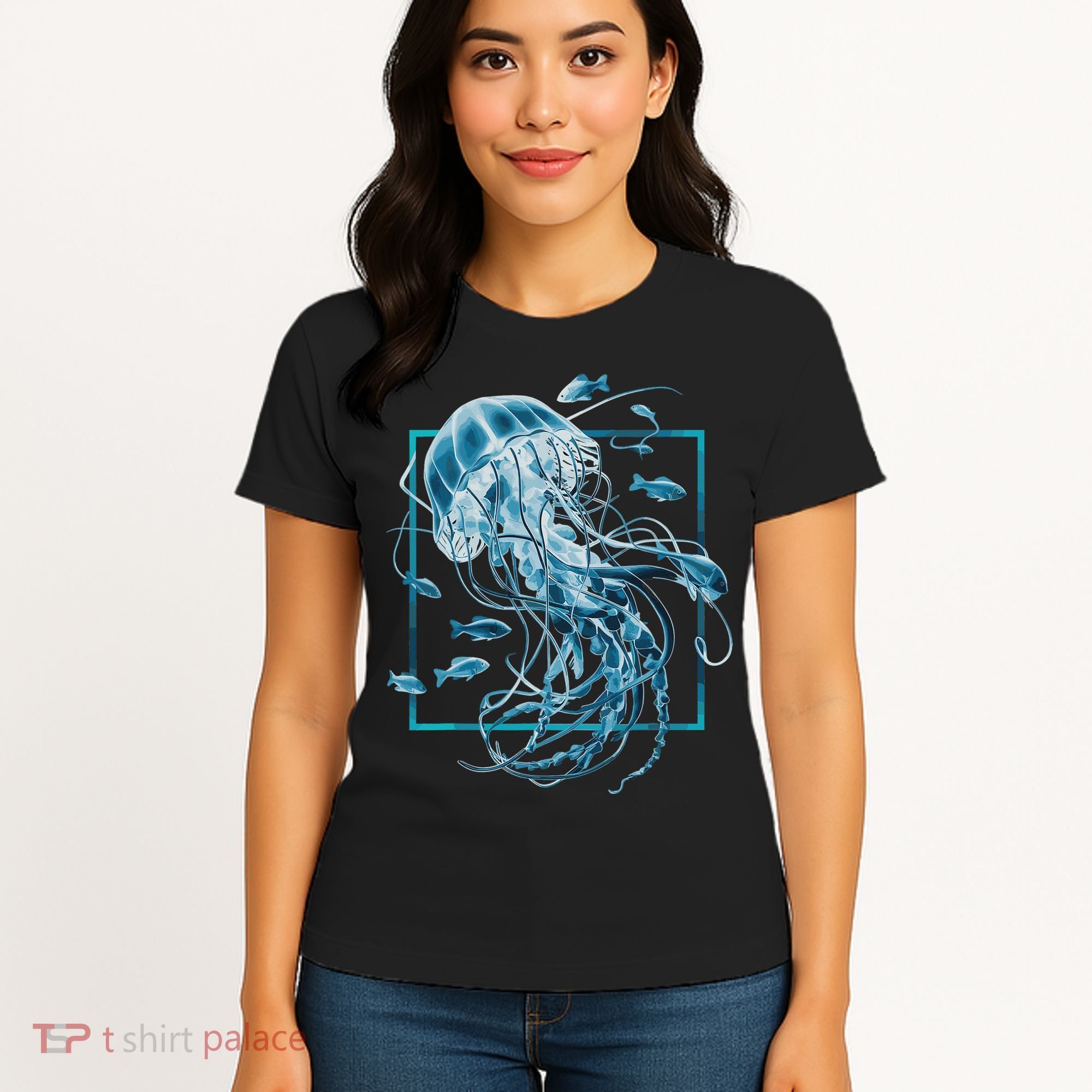 Jellyfish And Fishes In Sea Women's T-Shirt