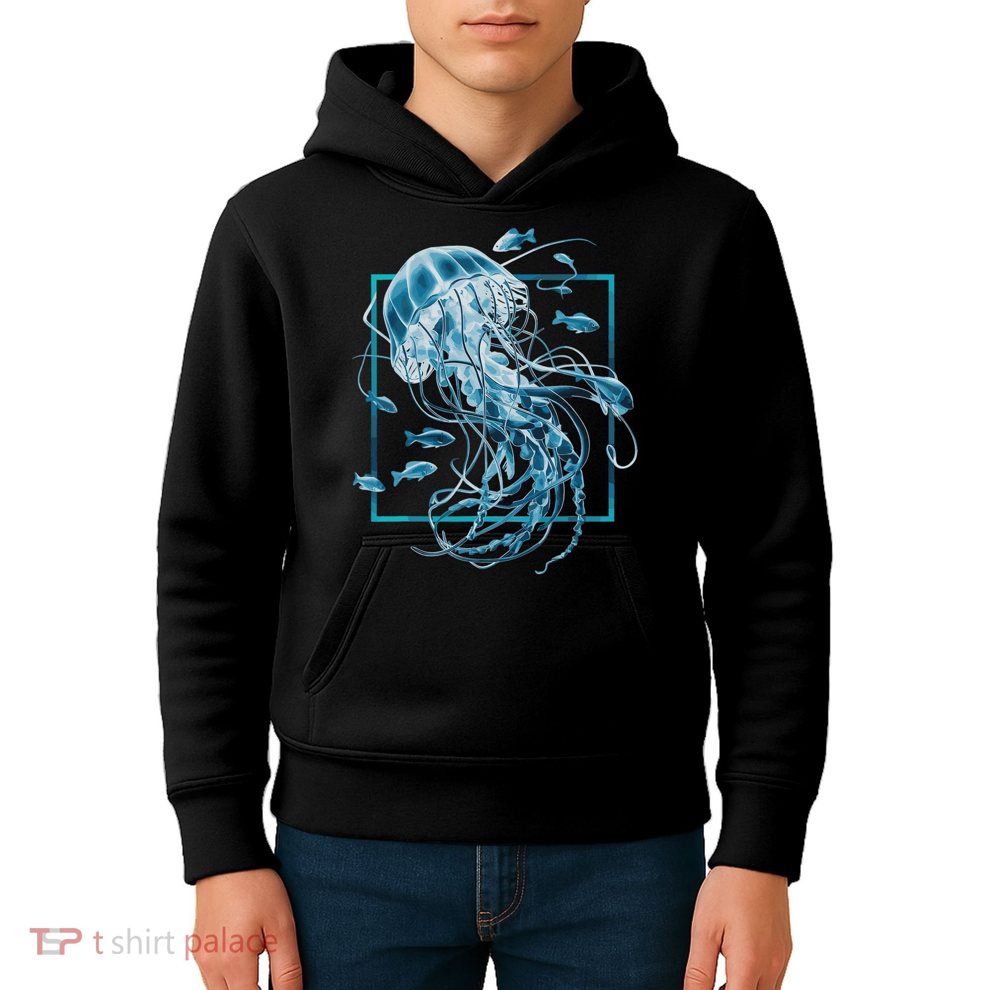 Jellyfish And Fishes In Sea Kids Hoodie