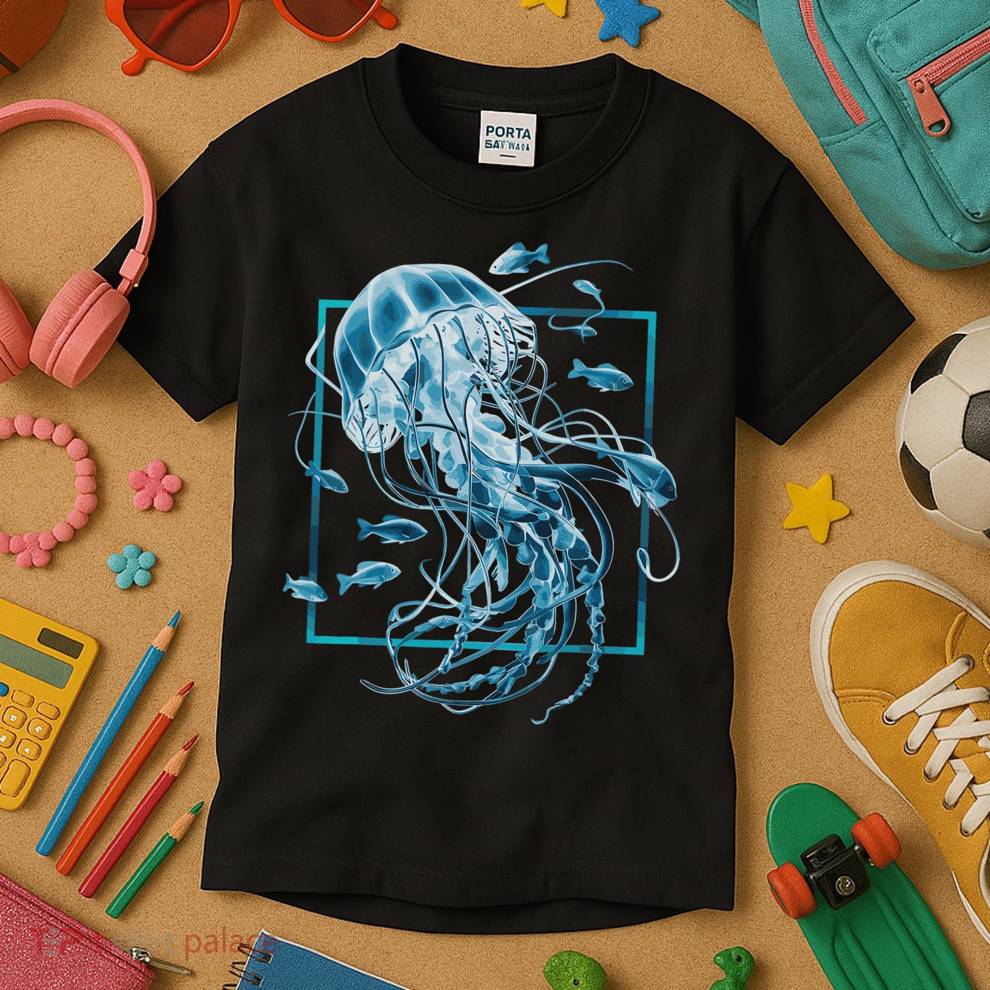 Jellyfish And Fishes In Sea Kids T-Shirt