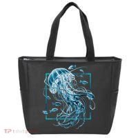 Jellyfish And Fishes In Sea Tote Bag thumb 0