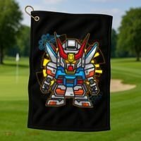 Japanese Anime Fighting Mecha Robot Golf Towel thumb 1