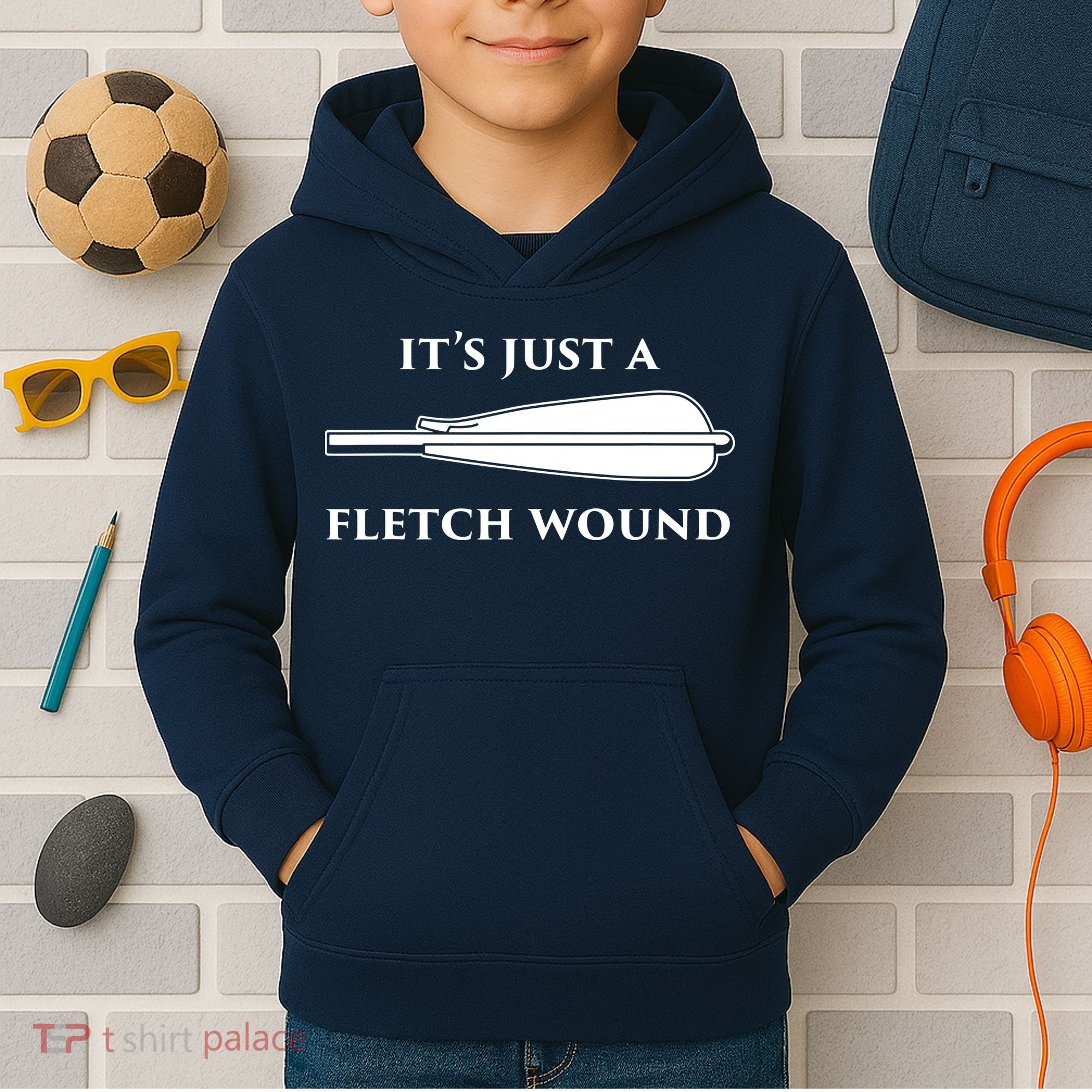 Just A Fletch Wound Funny Archers Shirts Traditional Archery Kids Hoodie