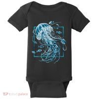 Jellyfish And Fishes In Sea Baby Bodysuit thumb 0