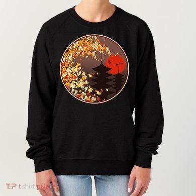 Japanese Autumn Fall Leaves Pagodas Women's Sweatshirt