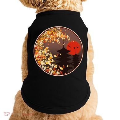 Japanese Autumn Fall Leaves Pagodas Doggie Tank