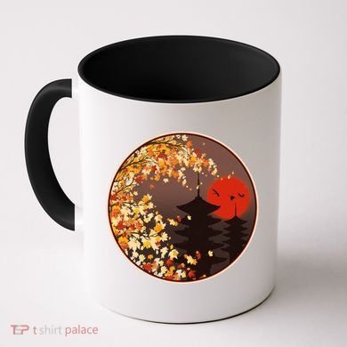 Japanese Autumn Fall Leaves Pagodas Coffee Mug