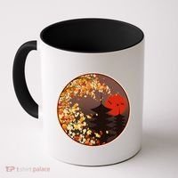 Japanese Autumn Fall Leaves Pagodas Coffee Mug thumb 0