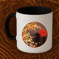 Japanese Autumn Fall Leaves Pagodas Coffee Mug thumb 2
