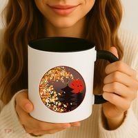 Japanese Autumn Fall Leaves Pagodas Coffee Mug thumb 3