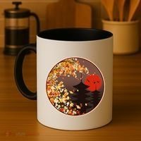 Japanese Autumn Fall Leaves Pagodas Coffee Mug thumb 4