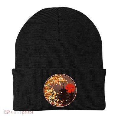 Japanese Autumn Fall Leaves Pagodas Beanie