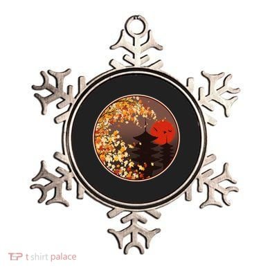 Japanese Autumn Fall Leaves Pagodas Ornament