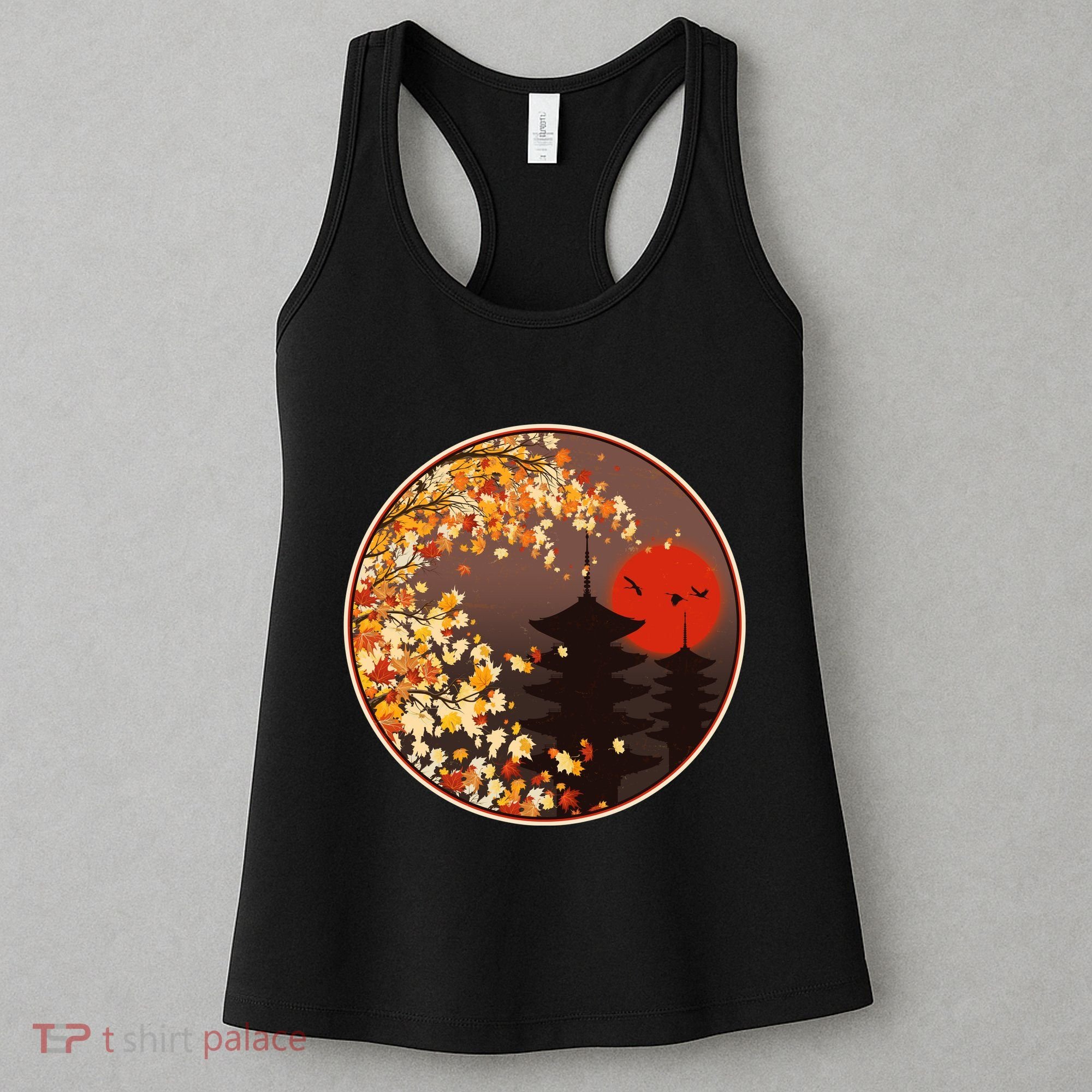 Japanese Autumn Fall Leaves Pagodas Women's Tank Top