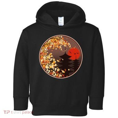 Japanese Autumn Fall Leaves Pagodas Toddler Hoodie