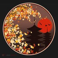 Japanese Autumn Fall Leaves Pagodas Toddler Hoodie thumb 2