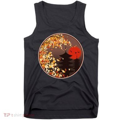 Japanese Autumn Fall Leaves Pagodas Tank Top