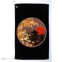 Japanese Autumn Fall Leaves Pagodas Golf Towel thumb 0