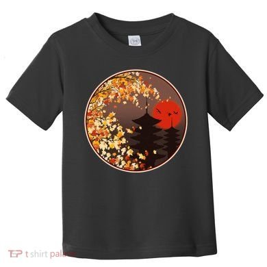 Japanese Autumn Fall Leaves Pagodas Toddler T-Shirt