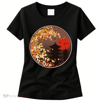 Japanese Autumn Fall Leaves Pagodas Women's T-Shirt