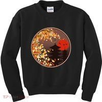 Japanese Autumn Fall Leaves Pagodas Kids Sweatshirt thumb 0