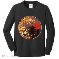 Japanese Autumn Fall Leaves Pagodas Kids Long Sleeve Shirt thumb 0