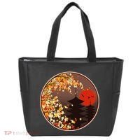 Japanese Autumn Fall Leaves Pagodas Tote Bag thumb 0
