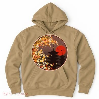 Japanese Autumn Fall Leaves Pagodas Hoodie
