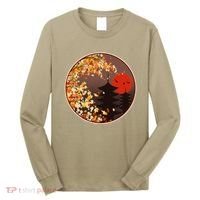 Japanese Autumn Fall Leaves Pagodas Long Sleeve Shirt thumb 0