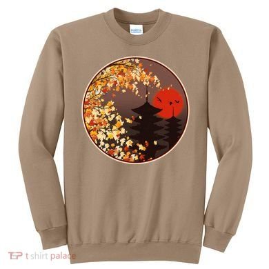 Japanese Autumn Fall Leaves Pagodas Sweatshirt