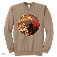 Japanese Autumn Fall Leaves Pagodas Sweatshirt thumb 0