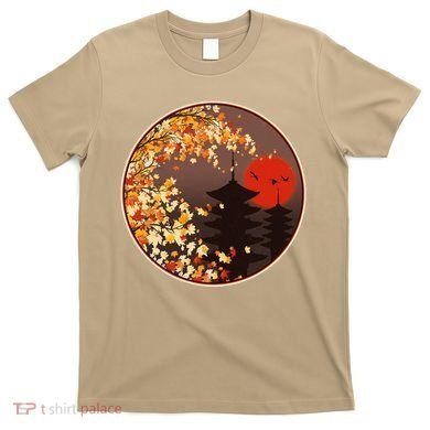 Japanese Autumn Fall Leaves Pagodas T-Shirt