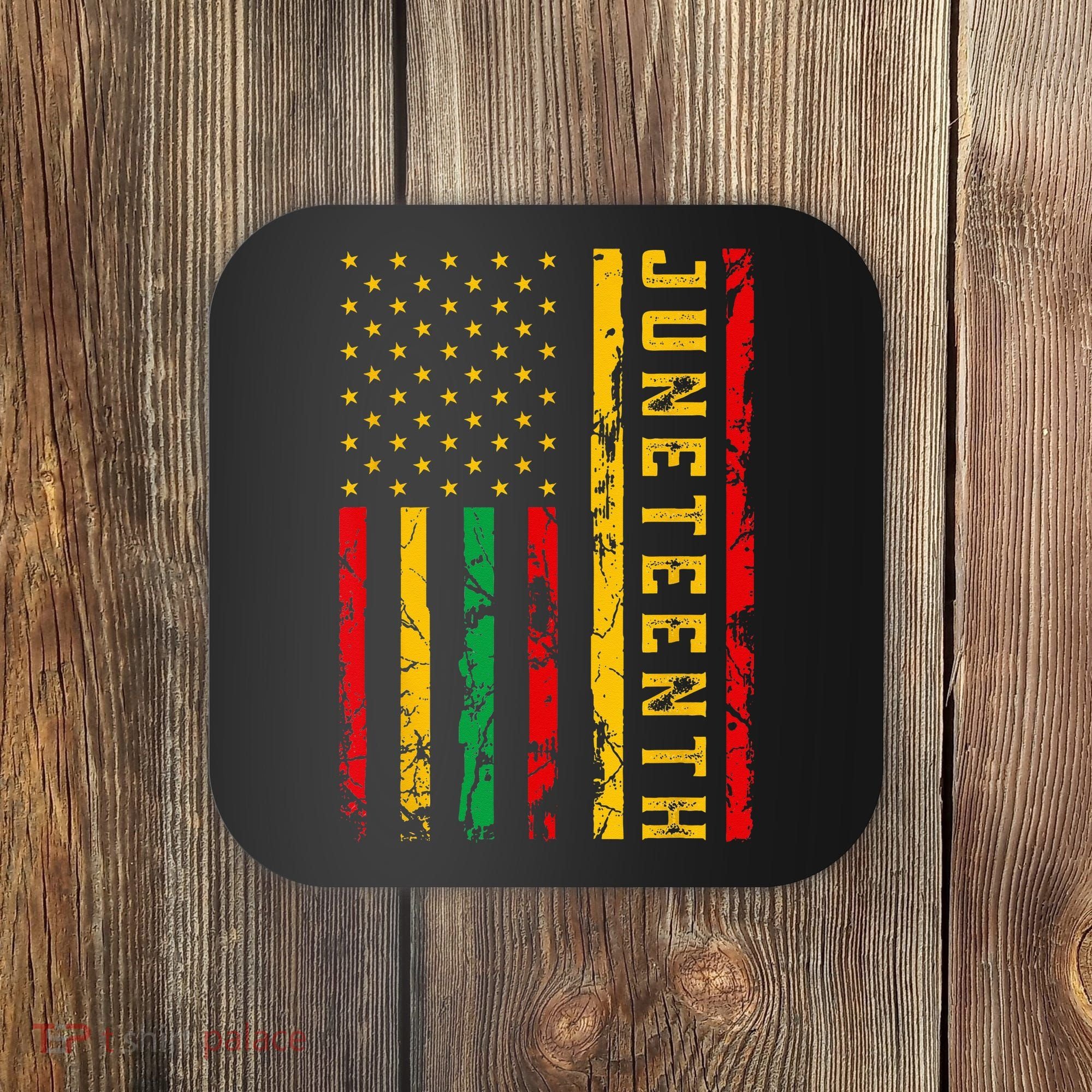 Juneteenth American Flag African Coaster