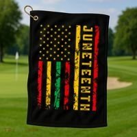 Juneteenth American Flag African Golf Towel thumb 1