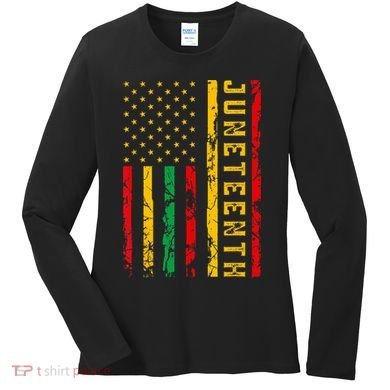 Juneteenth American Flag African Women's Long Sleeve Shirt