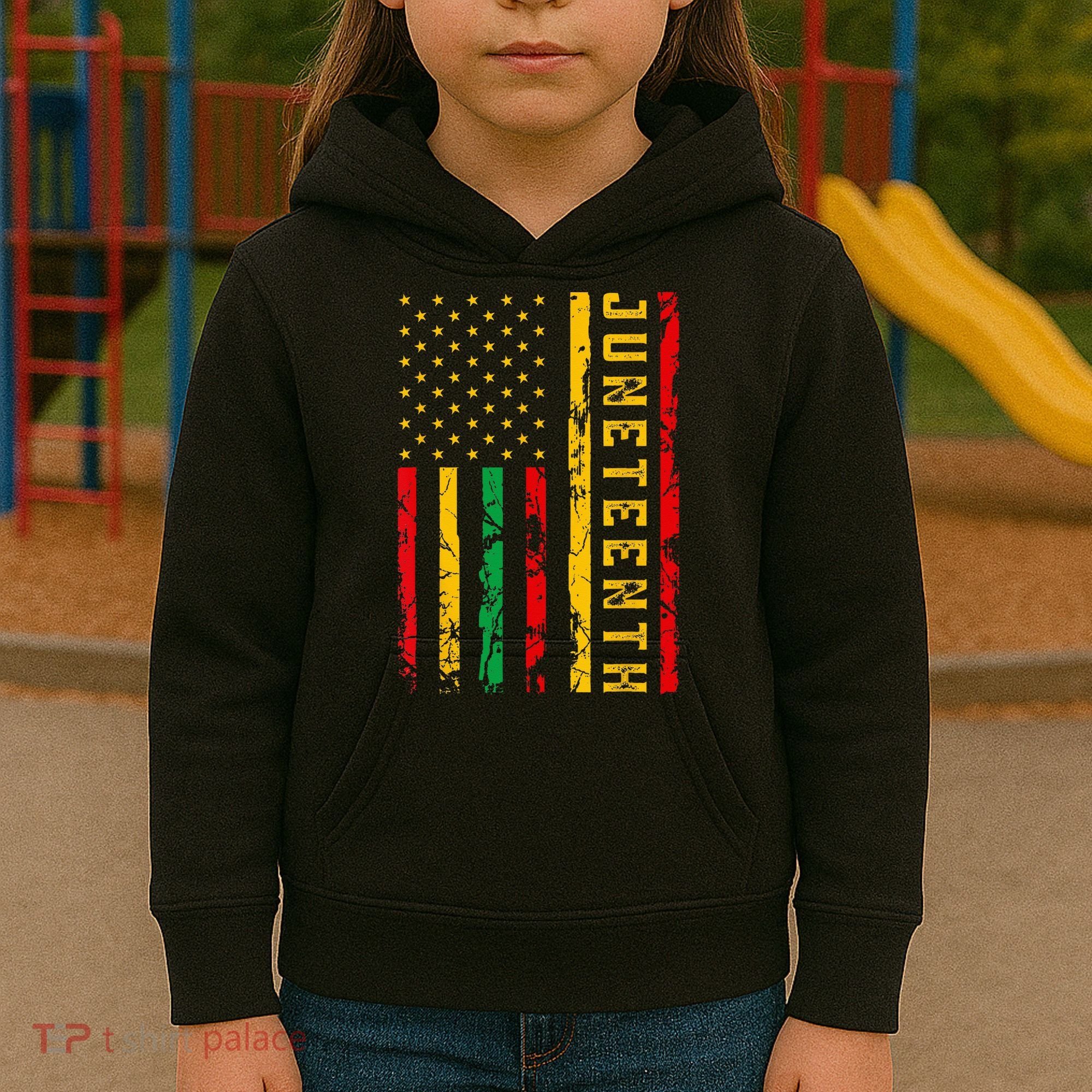 Juneteenth American Flag African Kids Hoodie