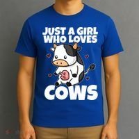 Just A Girl Who Loves Cow Cute Cow Costume Milk Farmer Gift T-Shirt thumb 3